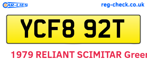 YCF892T are the vehicle registration plates.
