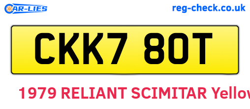 CKK780T are the vehicle registration plates.