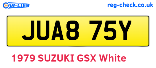 JUA875Y are the vehicle registration plates.