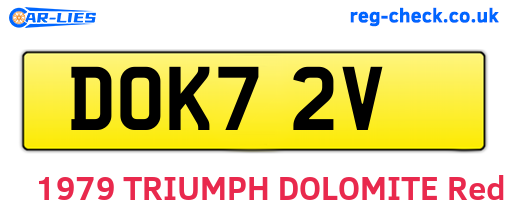 DOK72V are the vehicle registration plates.