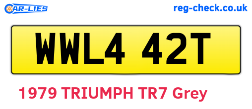WWL442T are the vehicle registration plates.