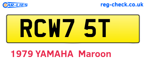 RCW75T are the vehicle registration plates.