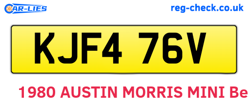 KJF476V are the vehicle registration plates.
