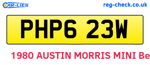 PHP623W are the vehicle registration plates.