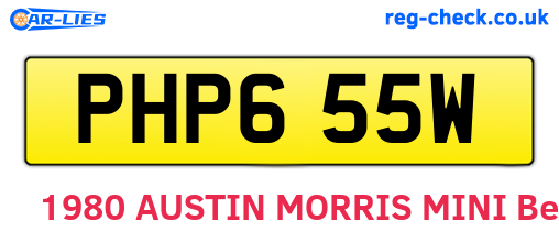PHP655W are the vehicle registration plates.