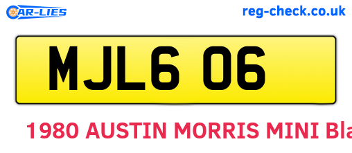 MJL606 are the vehicle registration plates.