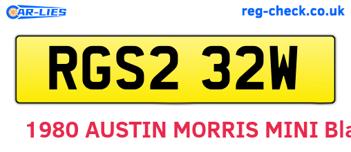 RGS232W are the vehicle registration plates.