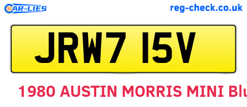 JRW715V are the vehicle registration plates.