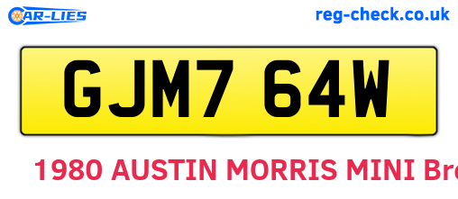 GJM764W are the vehicle registration plates.