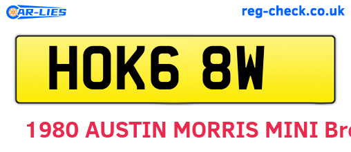 HOK68W are the vehicle registration plates.