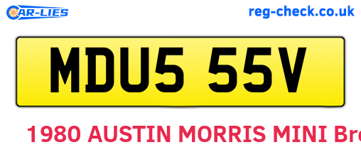 MDU555V are the vehicle registration plates.