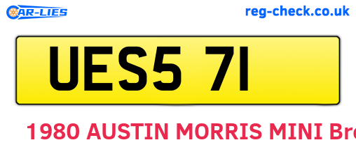 UES571 are the vehicle registration plates.