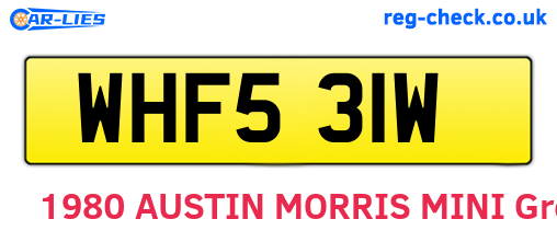 WHF531W are the vehicle registration plates.