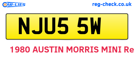 NJU55W are the vehicle registration plates.