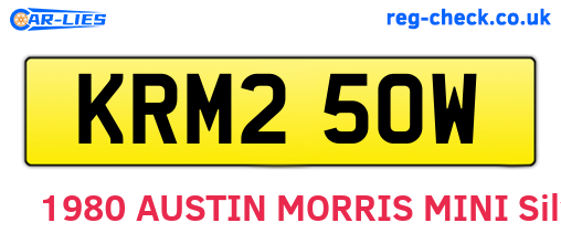 KRM250W are the vehicle registration plates.