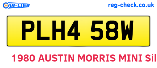 PLH458W are the vehicle registration plates.