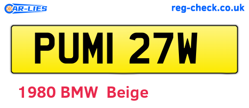 PUM127W are the vehicle registration plates.