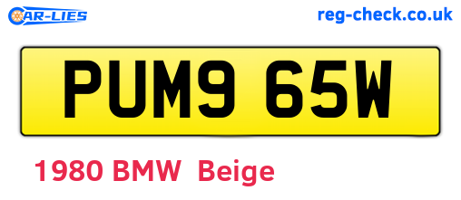 PUM965W are the vehicle registration plates.