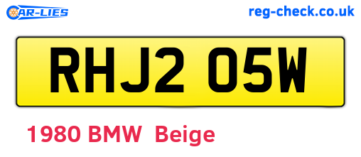 RHJ205W are the vehicle registration plates.