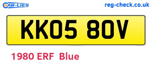 KKO580V are the vehicle registration plates.