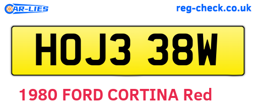 HOJ338W are the vehicle registration plates.