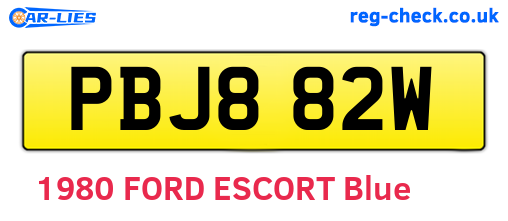 PBJ882W are the vehicle registration plates.