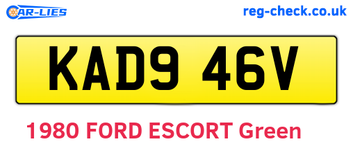 KAD946V are the vehicle registration plates.