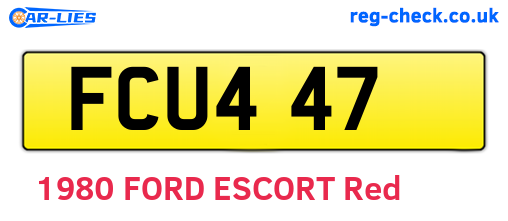 FCU447 are the vehicle registration plates.