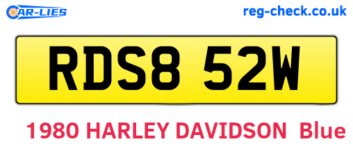 RDS852W are the vehicle registration plates.