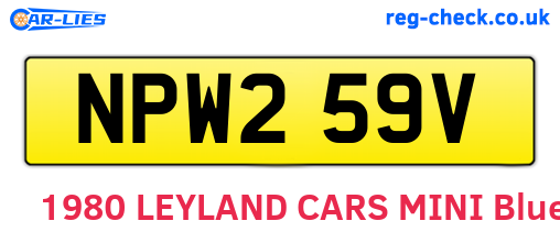 NPW259V are the vehicle registration plates.