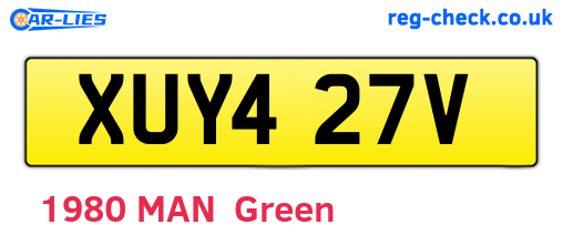 XUY427V are the vehicle registration plates.