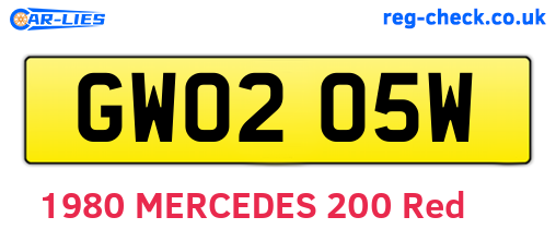 GWO205W are the vehicle registration plates.