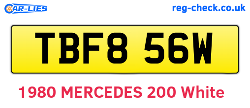 TBF856W are the vehicle registration plates.