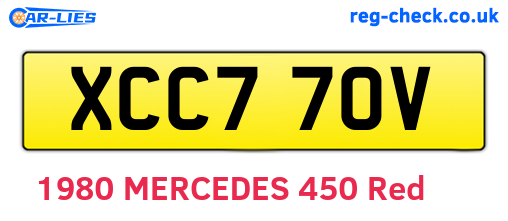 XCC770V are the vehicle registration plates.