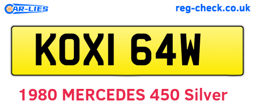 KOX164W are the vehicle registration plates.