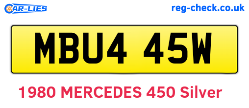 MBU445W are the vehicle registration plates.