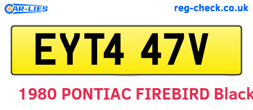 EYT447V are the vehicle registration plates.