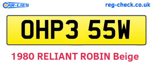 OHP355W are the vehicle registration plates.