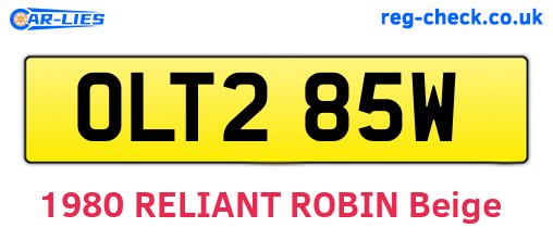 OLT285W are the vehicle registration plates.