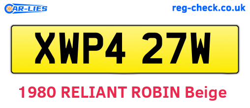 XWP427W are the vehicle registration plates.