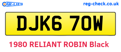 DJK670W are the vehicle registration plates.