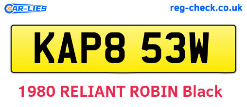 KAP853W are the vehicle registration plates.