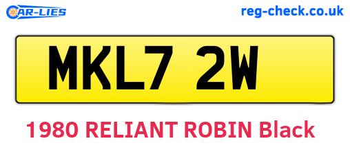MKL72W are the vehicle registration plates.