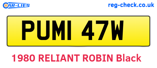 PUM147W are the vehicle registration plates.