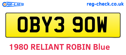 OBY390W are the vehicle registration plates.