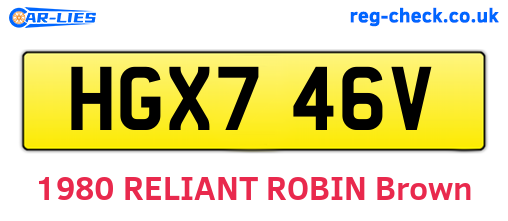 HGX746V are the vehicle registration plates.