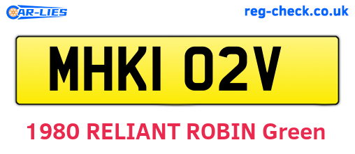 MHK102V are the vehicle registration plates.