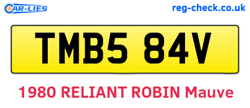 TMB584V are the vehicle registration plates.