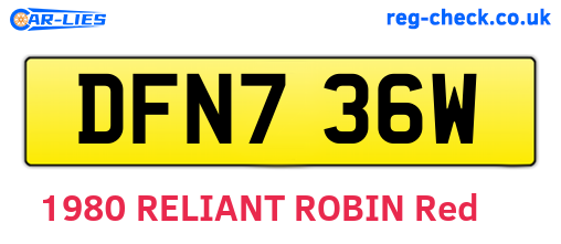 DFN736W are the vehicle registration plates.