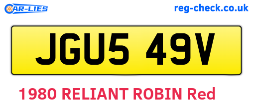JGU549V are the vehicle registration plates.